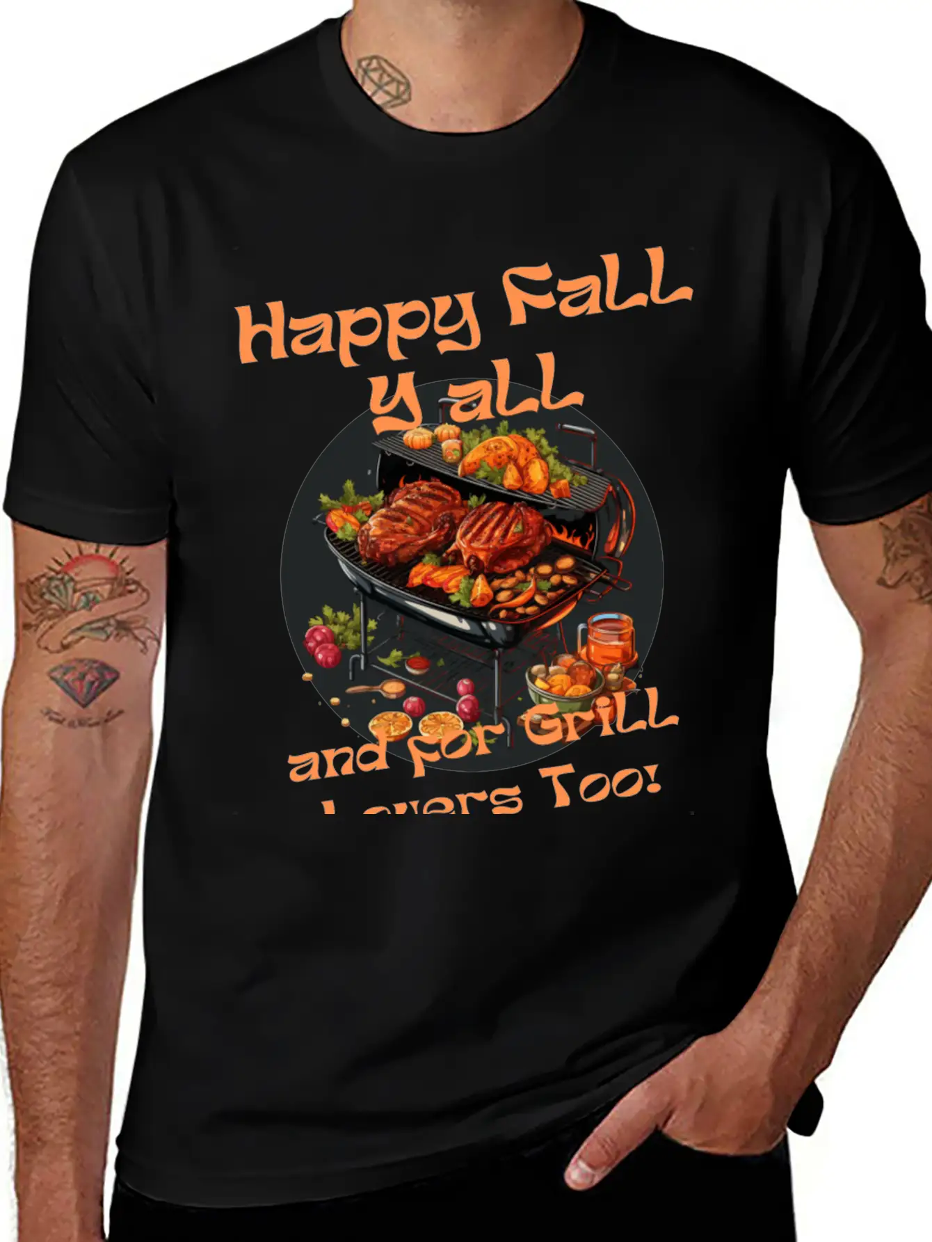 Grill Loves Pie In Autumn Happy Fall Ya All Breathable Soft Cotton T-Shirt – Timeless Casual Look