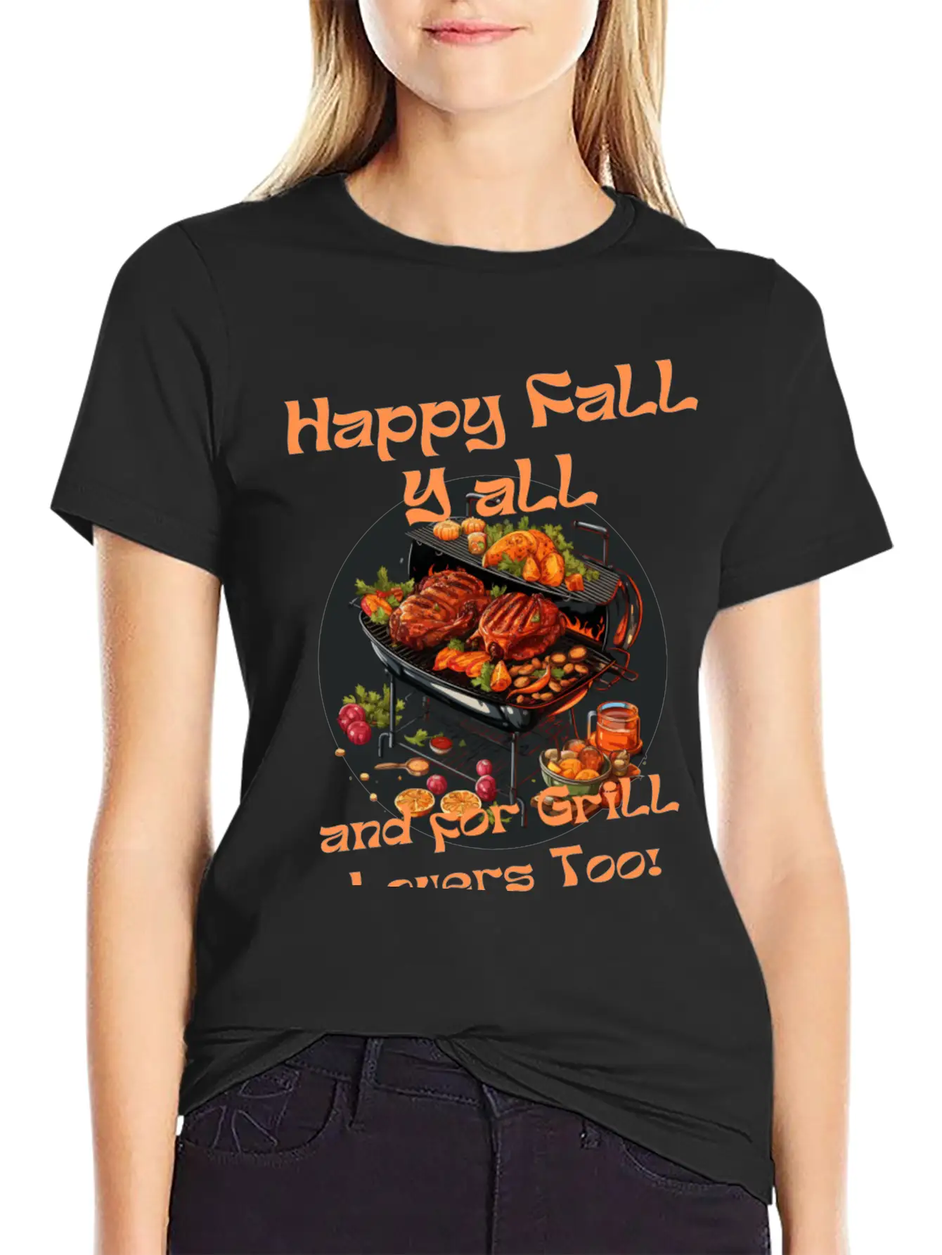 Grill Loves Pie In Autumn Happy Fall Ya All Breathable Soft Cotton T-Shirt – Timeless Casual Look