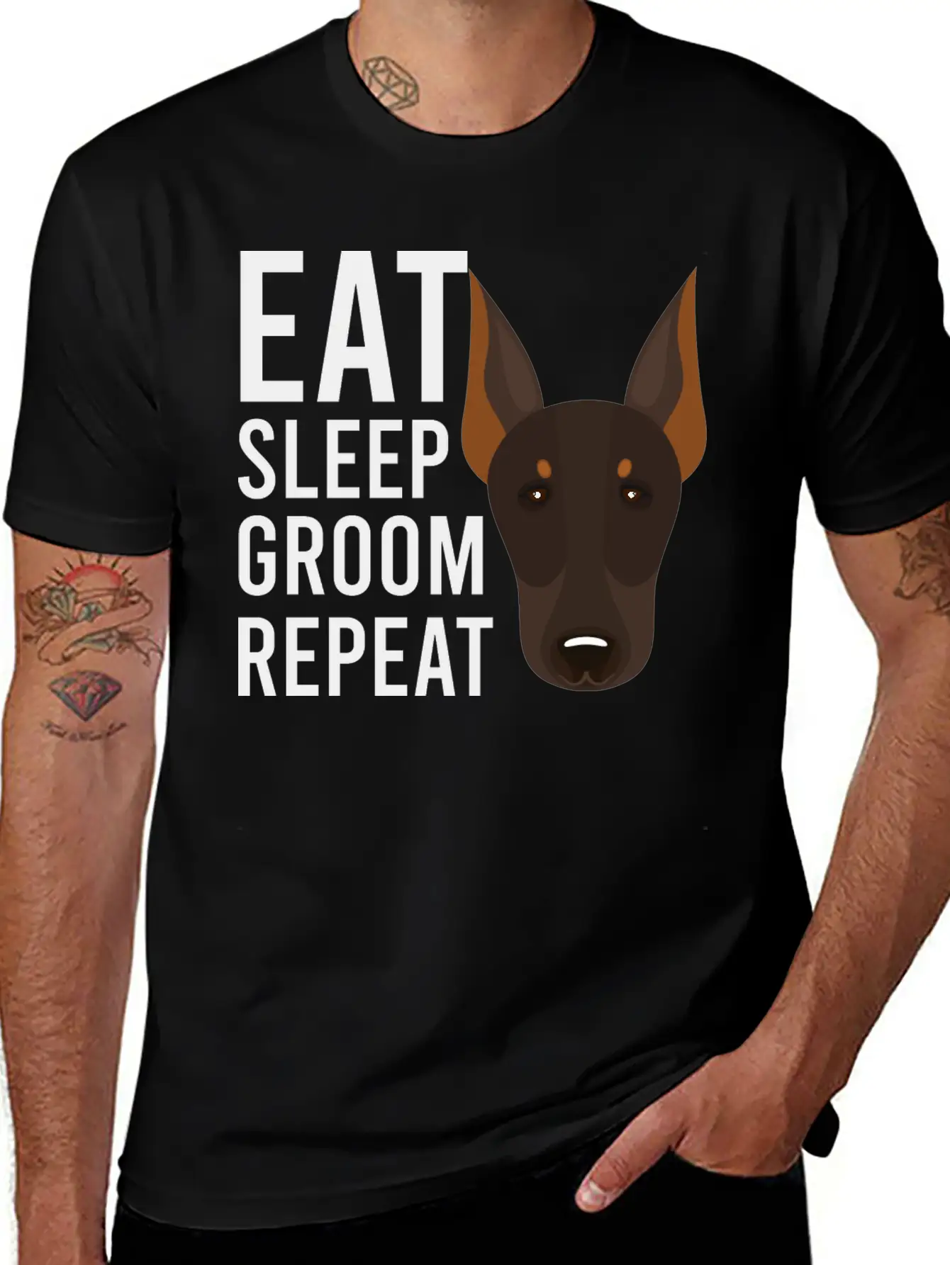 Groom 1 Dog Grooming Eat Sleep Groom Repeat Unisex Casual T-Shirt – Clean Design For Daily Comfort