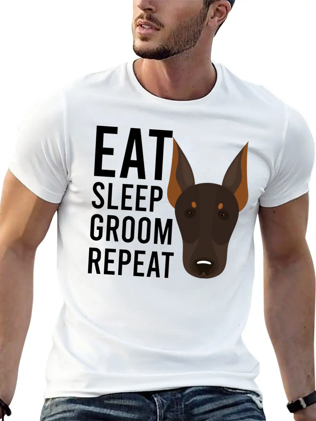 Groom 1 Dog Grooming Eat Sleep Groom Repeat Unisex Casual T-Shirt – Clean Design For Daily Comfort