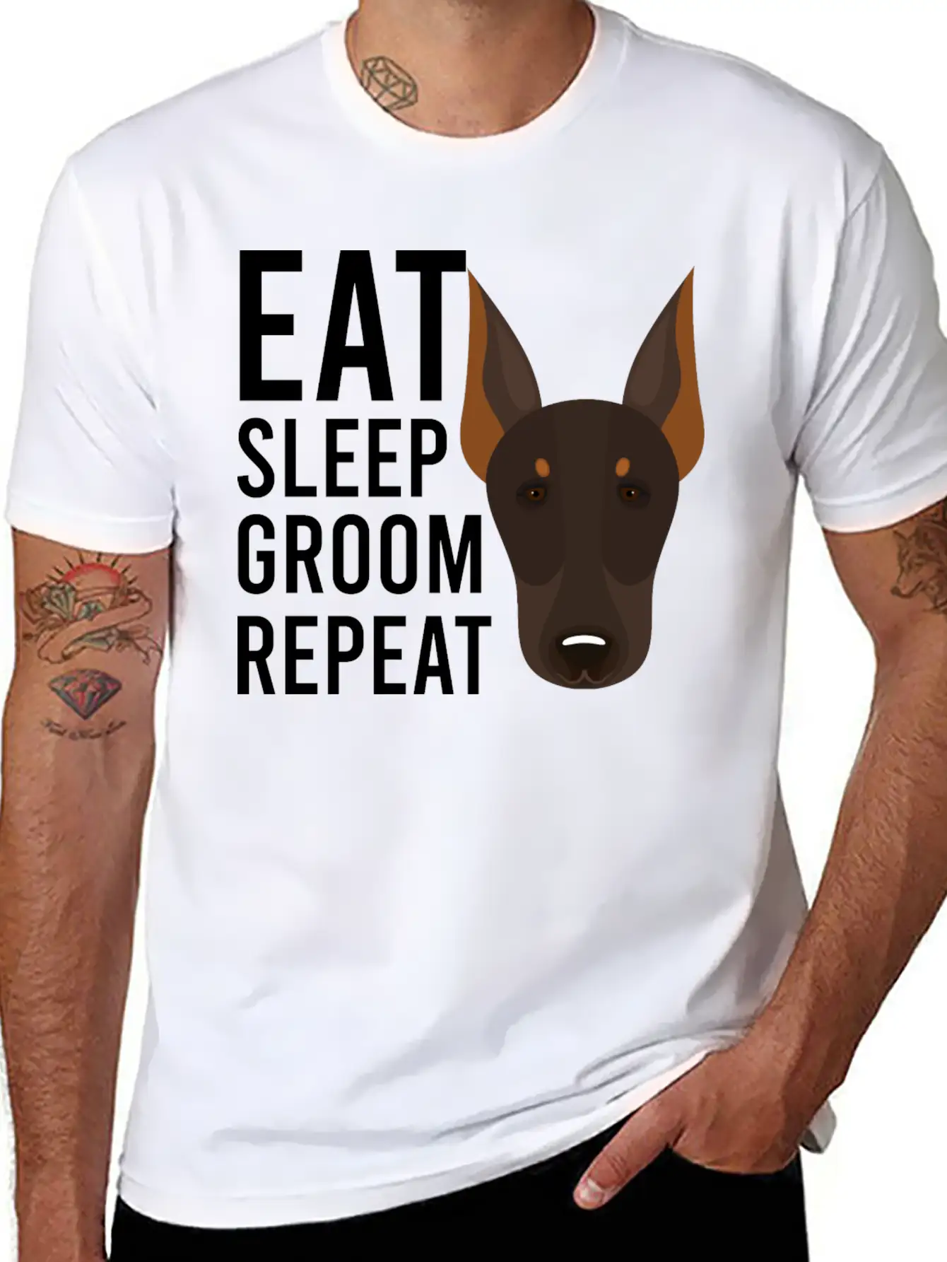 Groom 1 Dog Grooming Eat Sleep Groom Repeat Unisex Casual T-Shirt – Clean Design For Daily Comfort