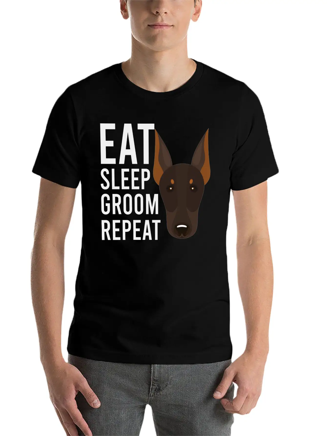 Groom 1 Dog Grooming Eat Sleep Groom Repeat Unisex Casual T-Shirt – Clean Design For Daily Comfort
