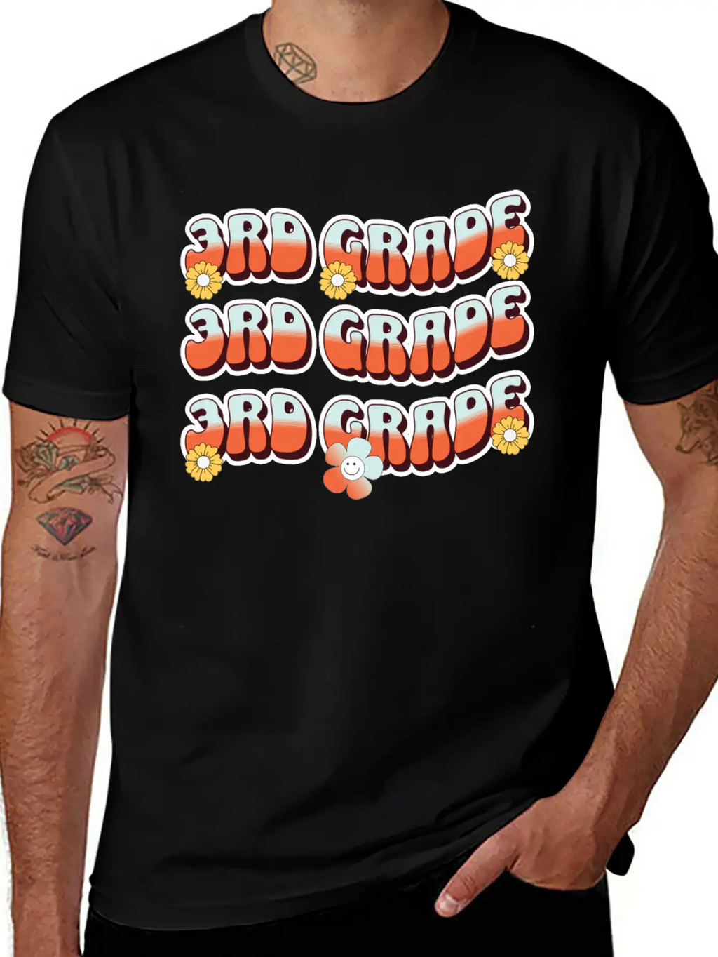 Groovy Back To School 3rd Grade,first Day Of 3rd Casual Graphic T-Shirt – Simple And Comfortable Daily Wear