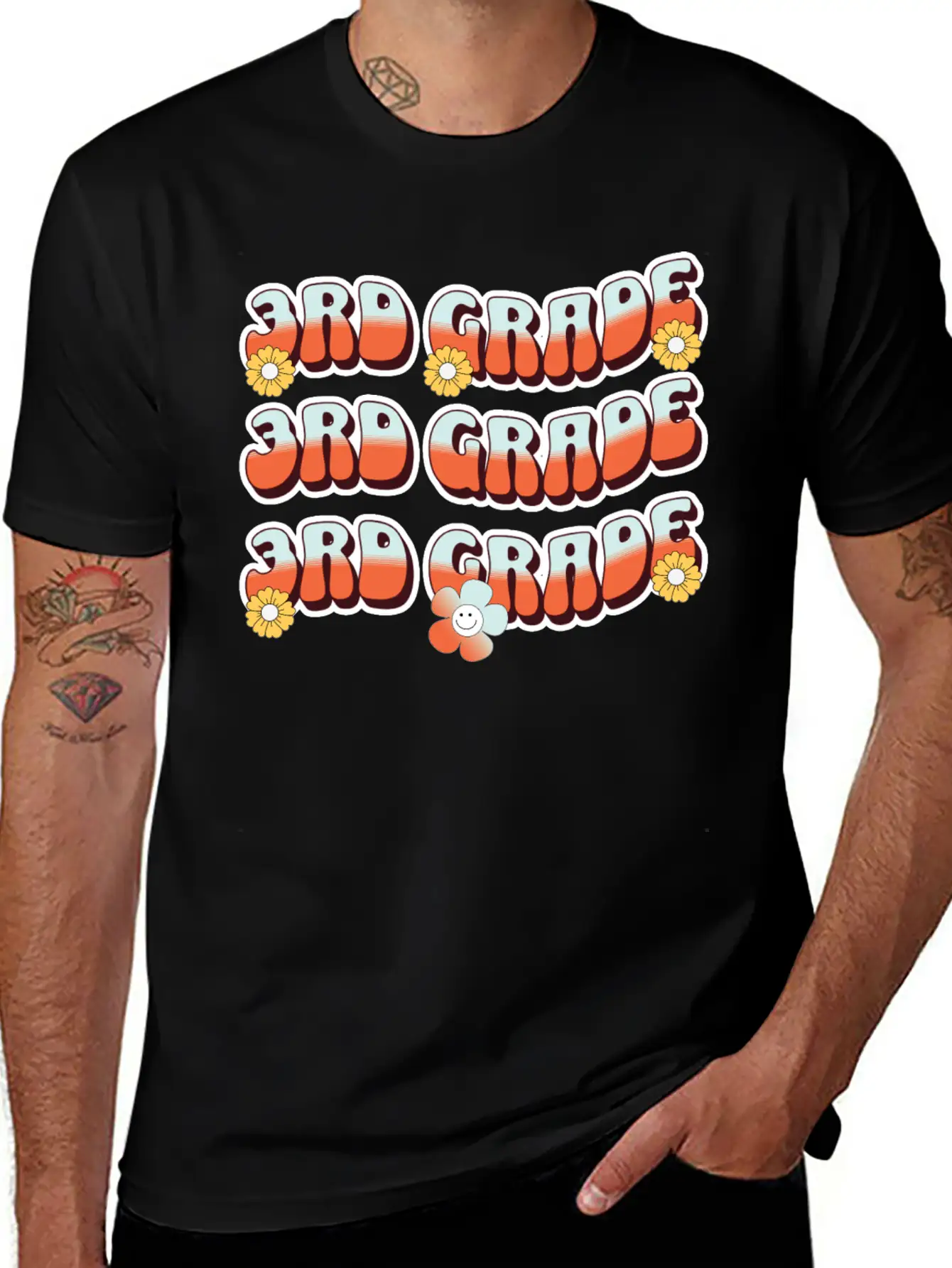 Groovy Back To School 3rd Grade,first Day Of 3rd Casual Graphic T-Shirt – Simple And Comfortable Daily Wear