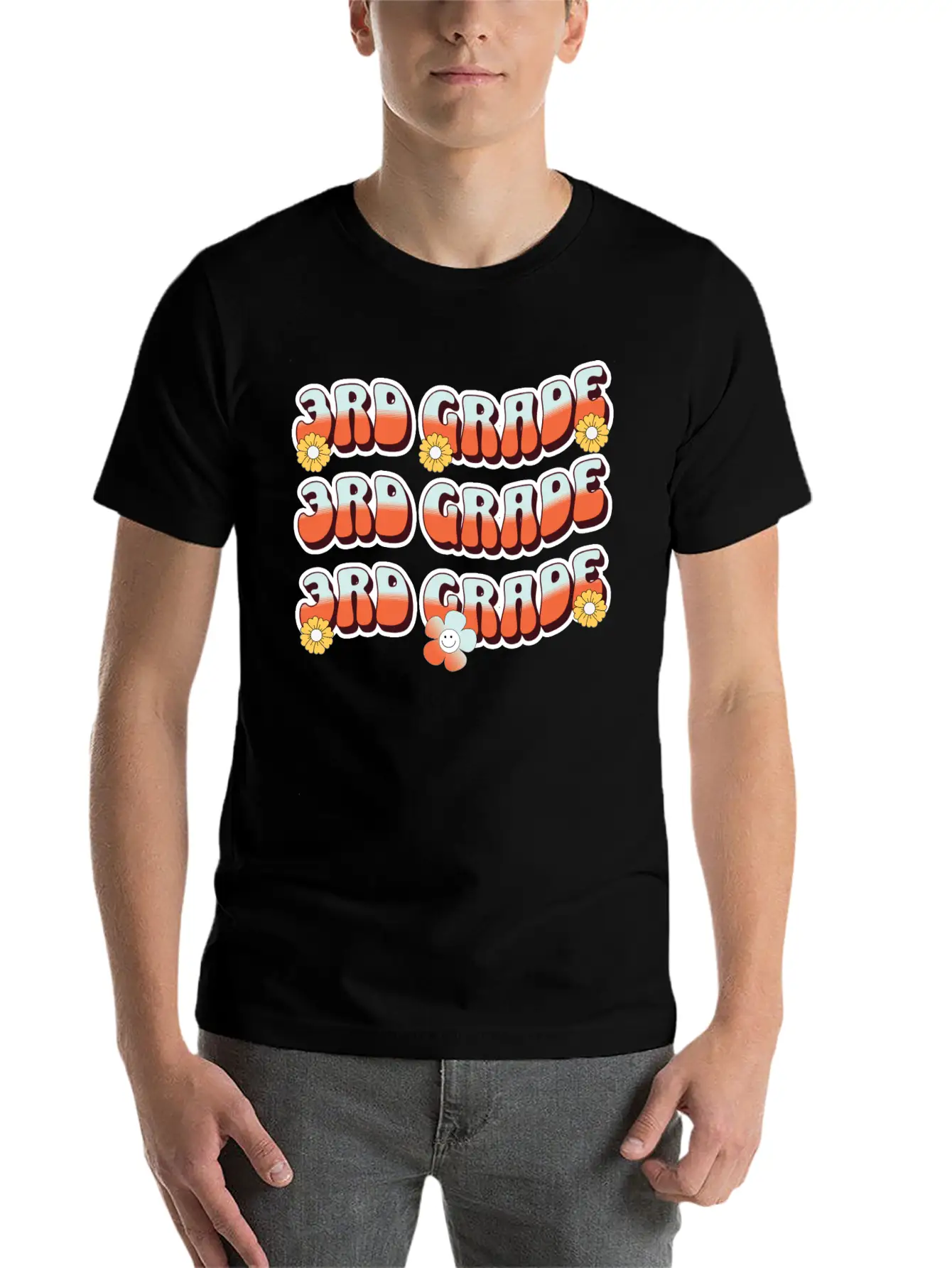Groovy Back To School 3rd Grade,first Day Of 3rd Casual Graphic T-Shirt – Simple And Comfortable Daily Wear