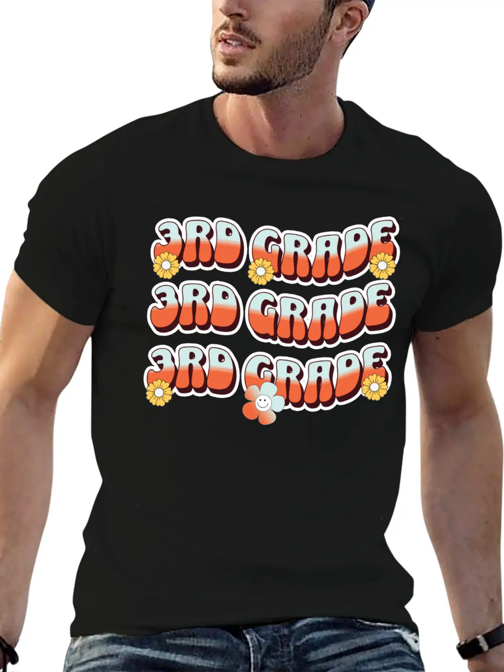 Groovy Back To School 3rd Grade,first Day Of 3rd Casual Graphic T-Shirt – Simple And Comfortable Daily Wear