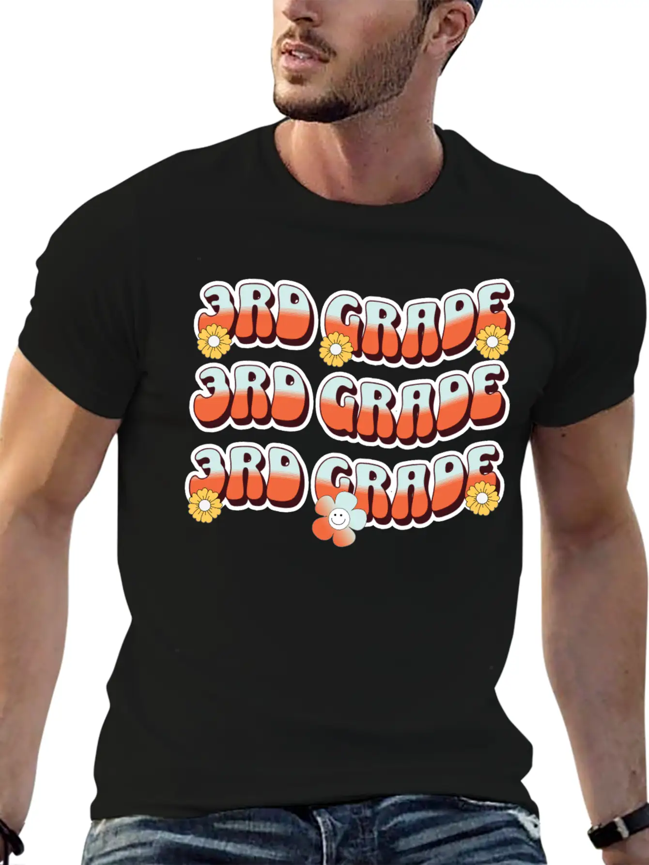 Groovy Back To School 3rd Grade,first Day Of 3rd Casual Graphic T-Shirt – Simple And Comfortable Daily Wear