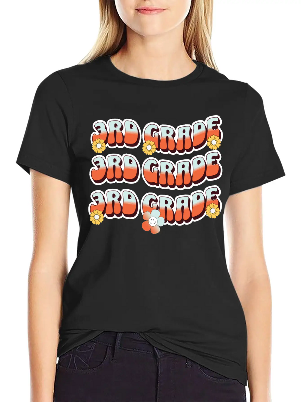 Groovy Back To School 3rd Grade,first Day Of 3rd Casual Graphic T-Shirt – Simple And Comfortable Daily Wear
