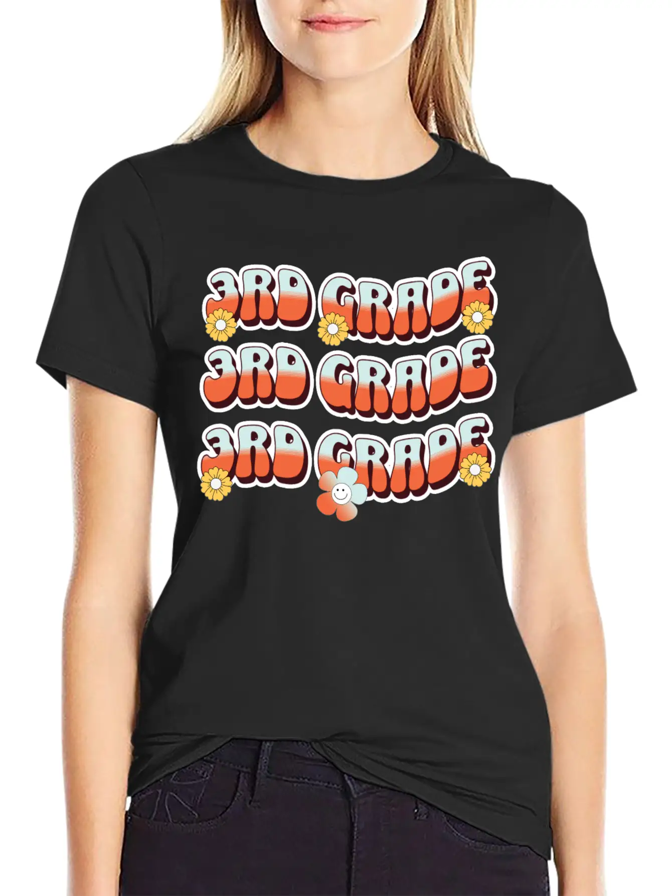 Groovy Back To School 3rd Grade,first Day Of 3rd Casual Graphic T-Shirt – Simple And Comfortable Daily Wear