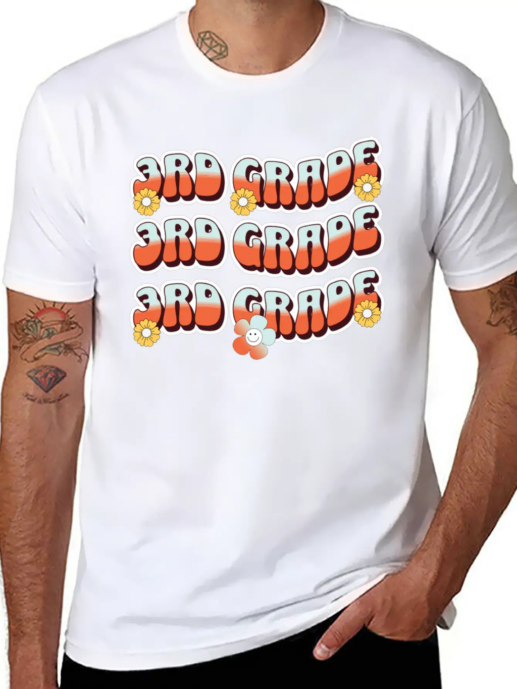 Groovy Back To School 3rd Grade,first Day Of 3rd Casual Graphic T-Shirt – Simple And Comfortable Daily Wear