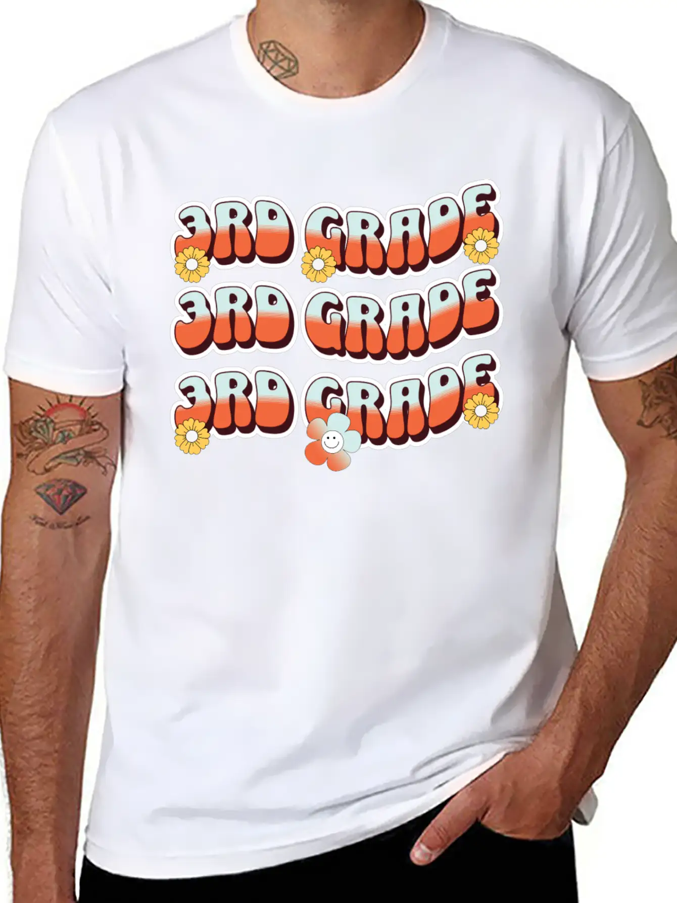 Groovy Back To School 3rd Grade,first Day Of 3rd Casual Graphic T-Shirt – Simple And Comfortable Daily Wear