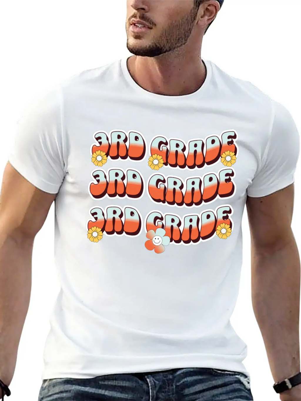 Groovy Back To School 3rd Grade,first Day Of 3rd Casual Graphic T-Shirt – Simple And Comfortable Daily Wear