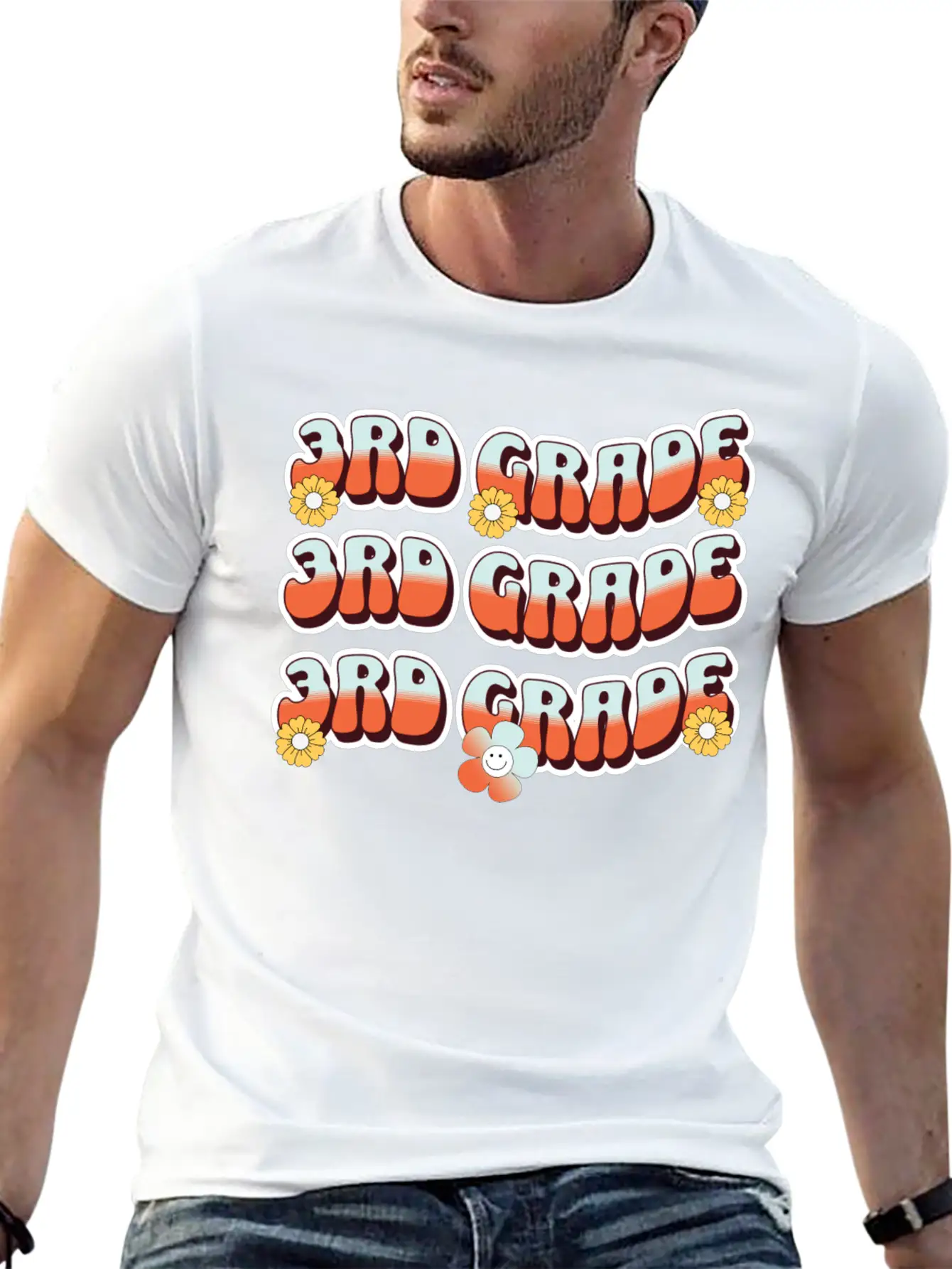Groovy Back To School 3rd Grade,first Day Of 3rd Casual Graphic T-Shirt – Simple And Comfortable Daily Wear