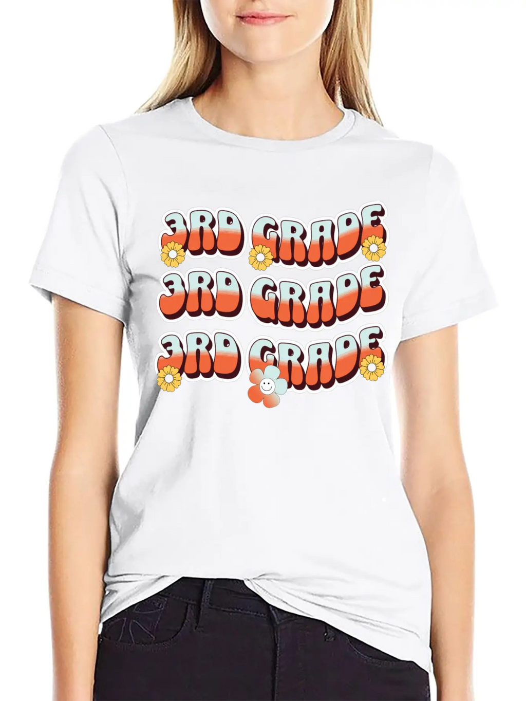 Groovy Back To School 3rd Grade,first Day Of 3rd Casual Graphic T-Shirt – Simple And Comfortable Daily Wear