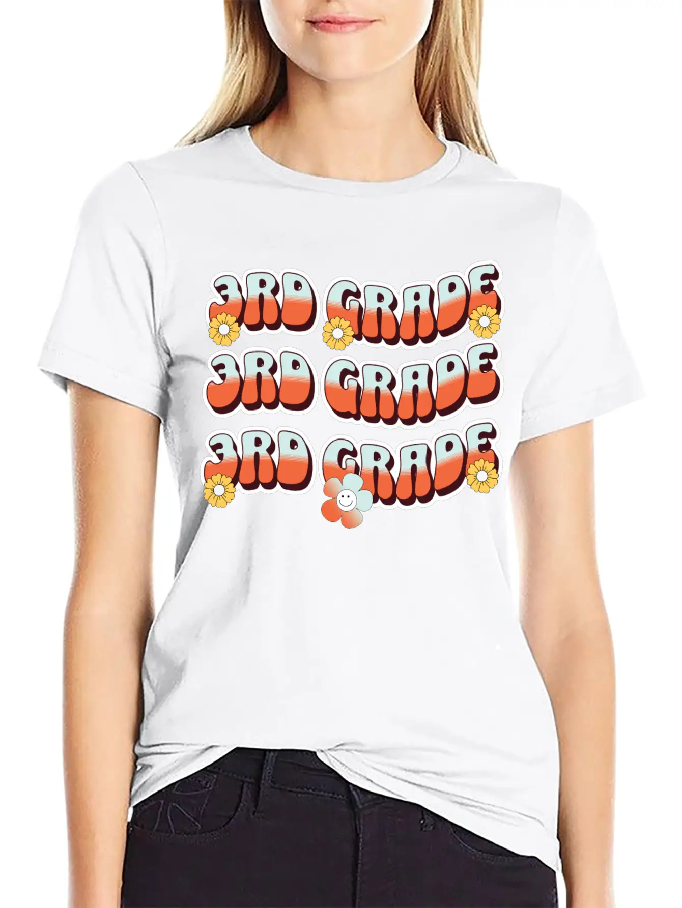 Groovy Back To School 3rd Grade,first Day Of 3rd Casual Graphic T-Shirt – Simple And Comfortable Daily Wear
