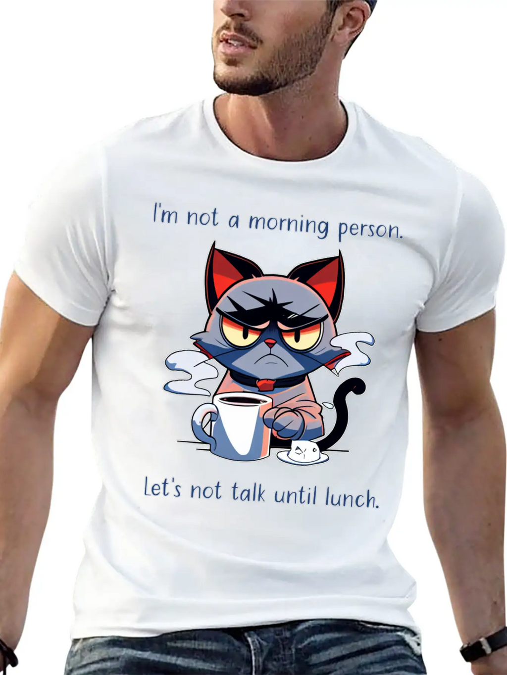 Grumpy Cat Morning Person Unisex Casual T-Shirt – Clean Design For Daily Comfort
