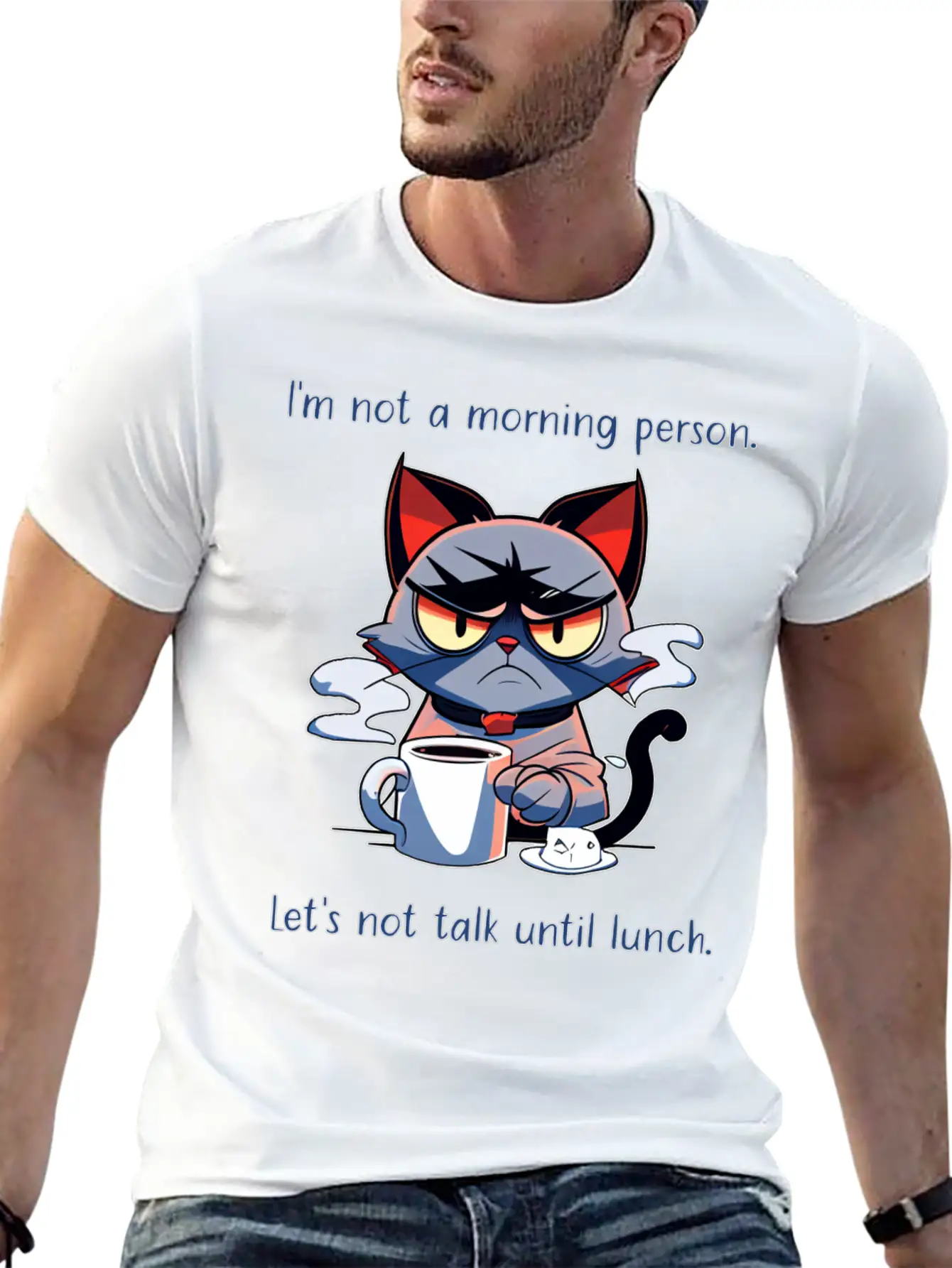 Grumpy Cat Morning Person Unisex Casual T-Shirt – Clean Design For Daily Comfort