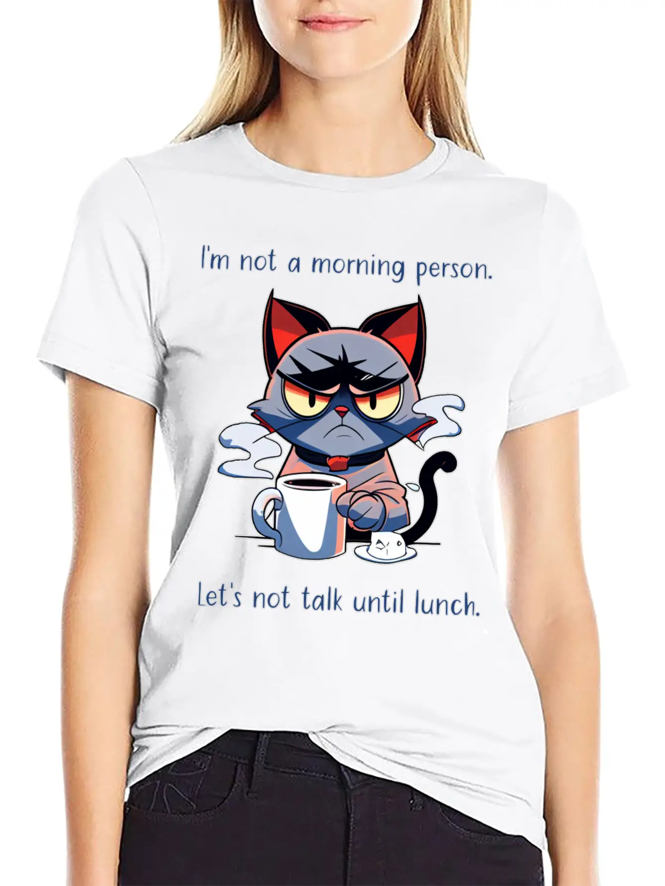 Grumpy Cat Morning Person Unisex Casual T-Shirt – Clean Design For Daily Comfort