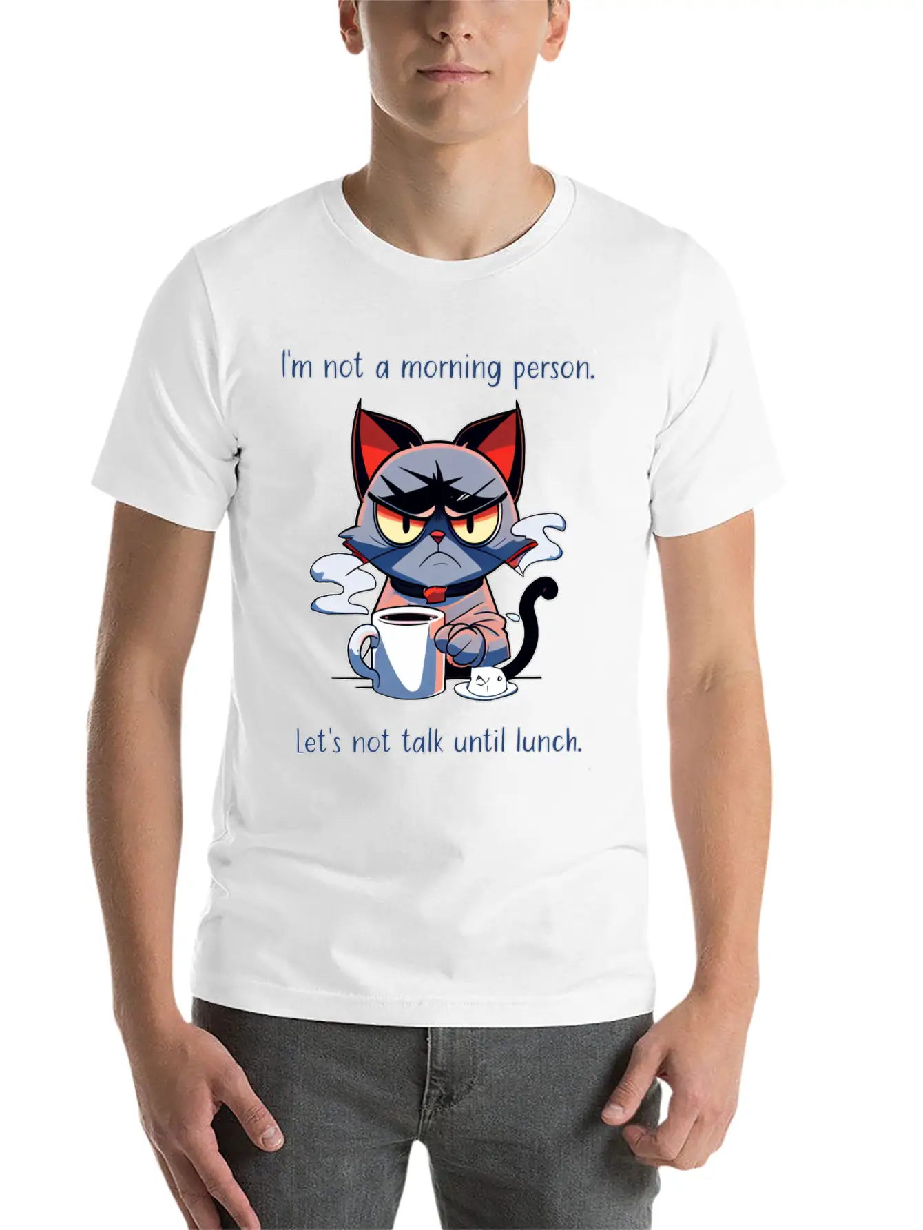 Grumpy Cat Morning Person Unisex Casual T-Shirt – Clean Design For Daily Comfort