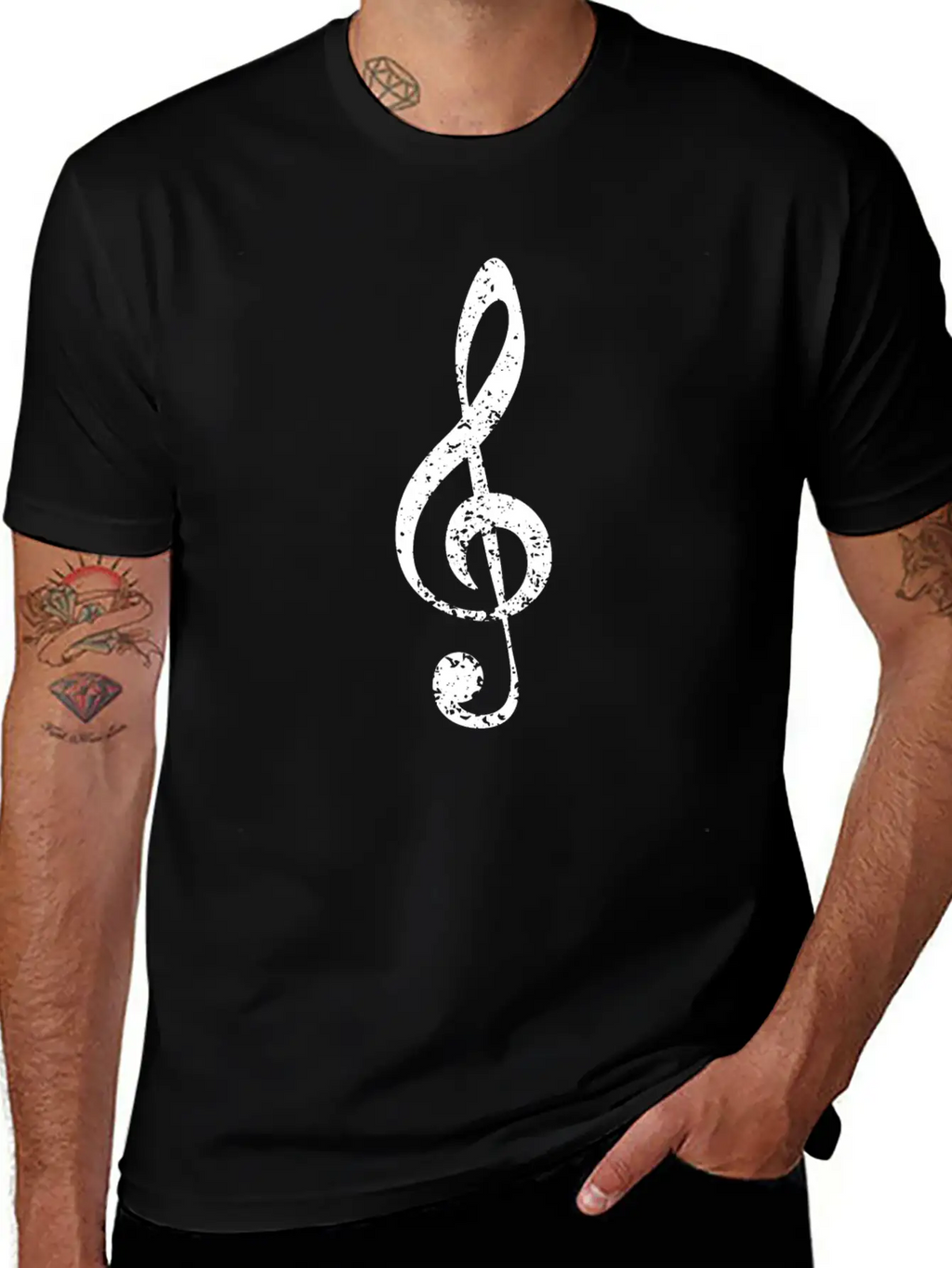 Grunge Clef Stylish Everyday T-Shirt – Unisex Basic Cotton Tee