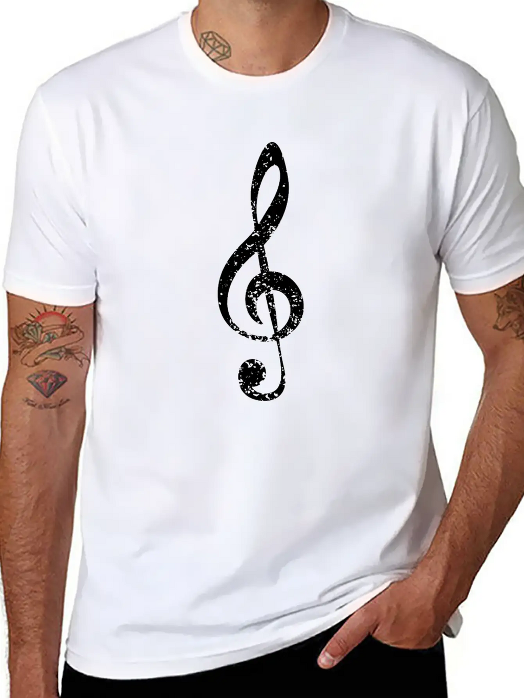 Grunge Clef Stylish Everyday T-Shirt – Unisex Basic Cotton Tee