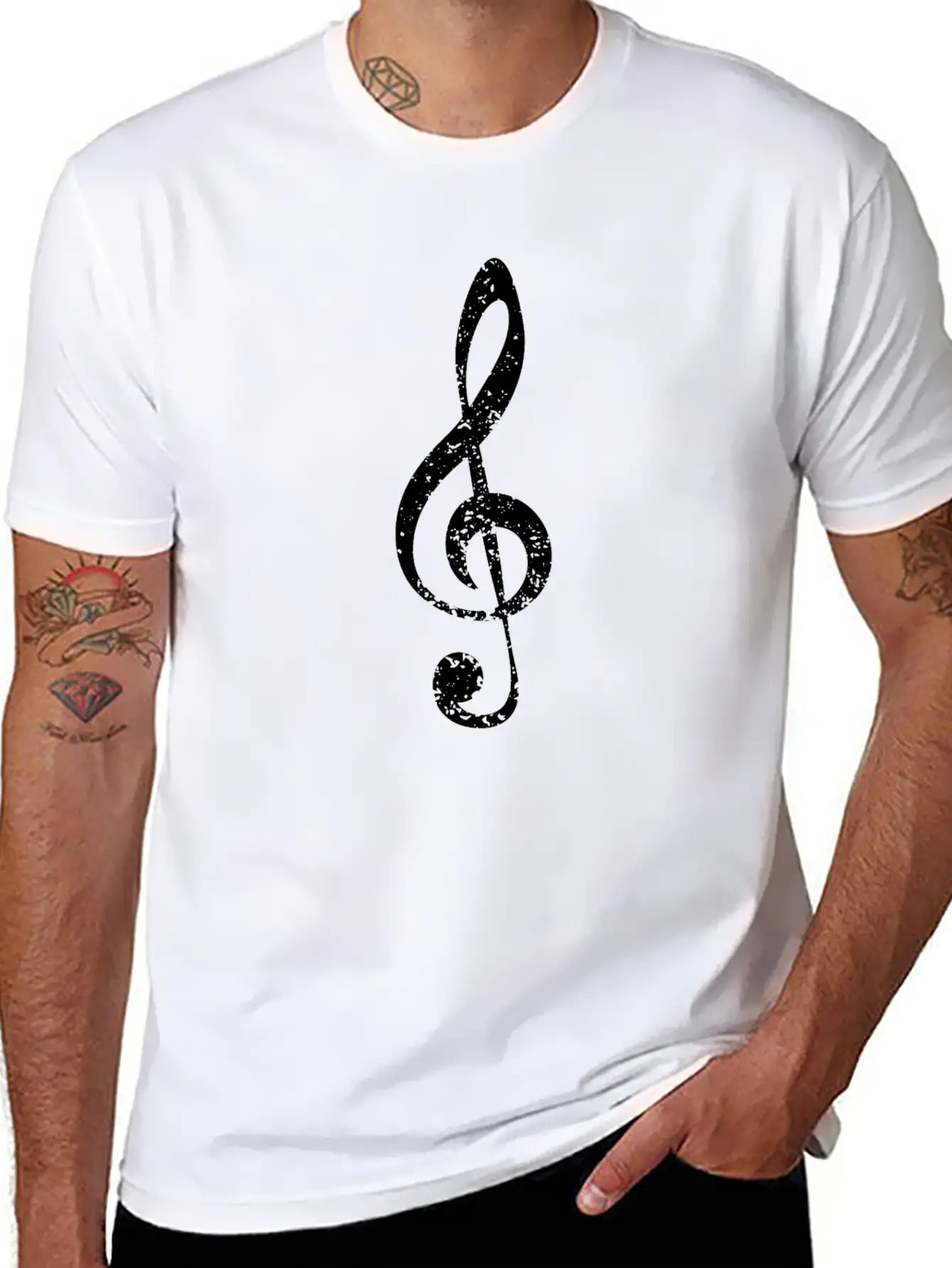 Grunge Clef Stylish Everyday T-Shirt – Unisex Basic Cotton Tee
