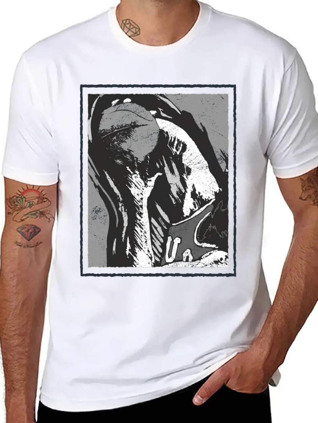 Grunge Frame - Rebound Basketball Essential Cotton Tee For Daily Outfits – Unisex Style