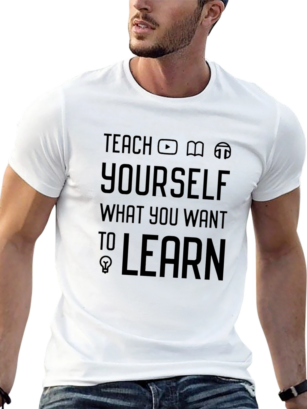 Teach Yourself T-Shirt | Black Graphic Tee