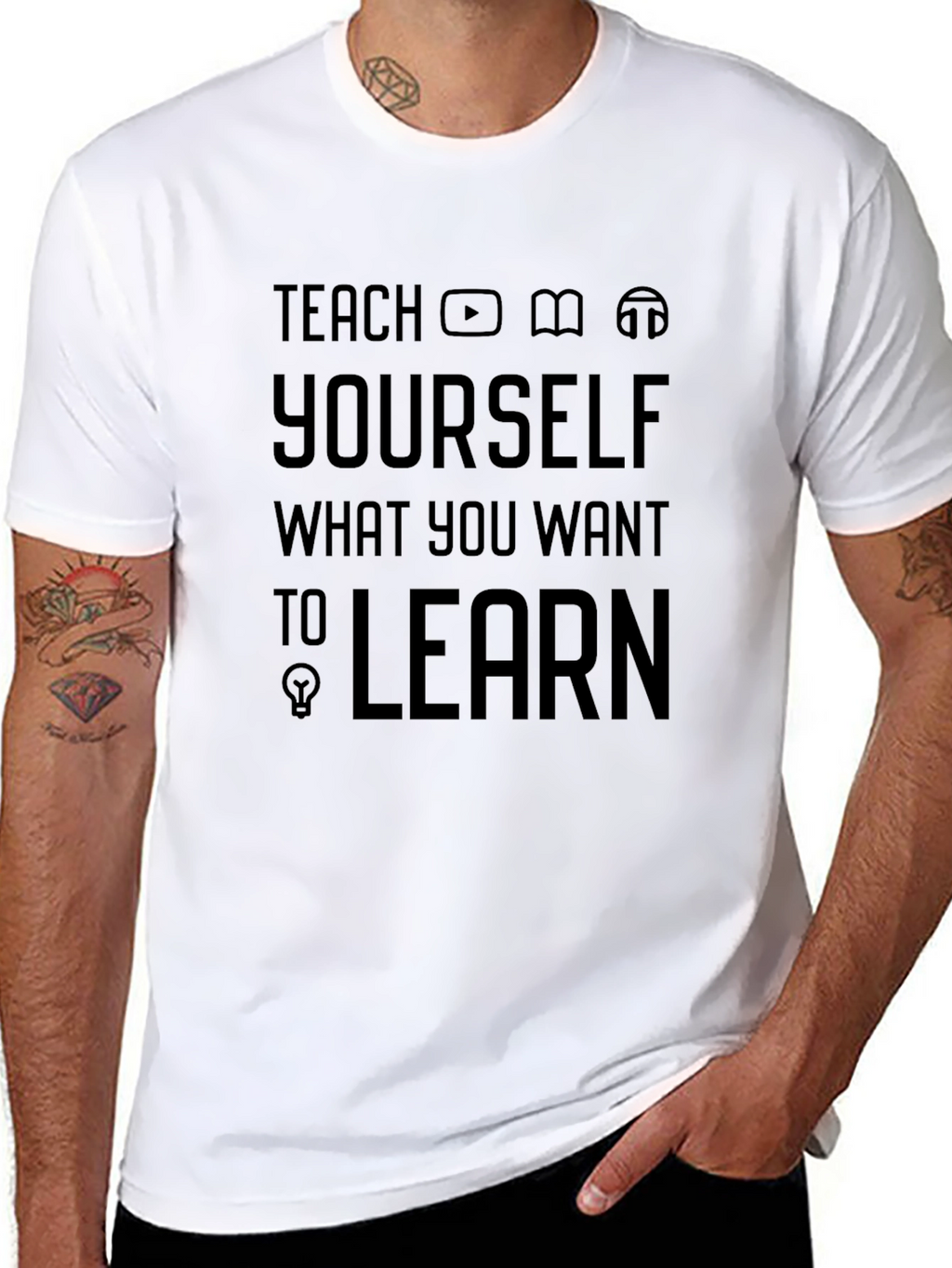 Teach Yourself T-Shirt | Black Graphic Tee