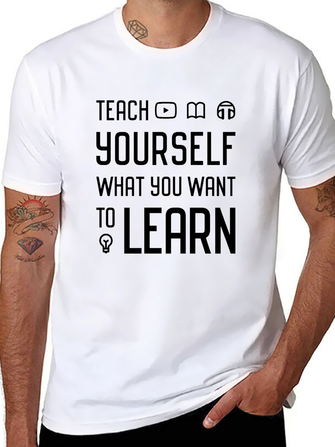 Teach Yourself T-Shirt | Black Graphic Tee