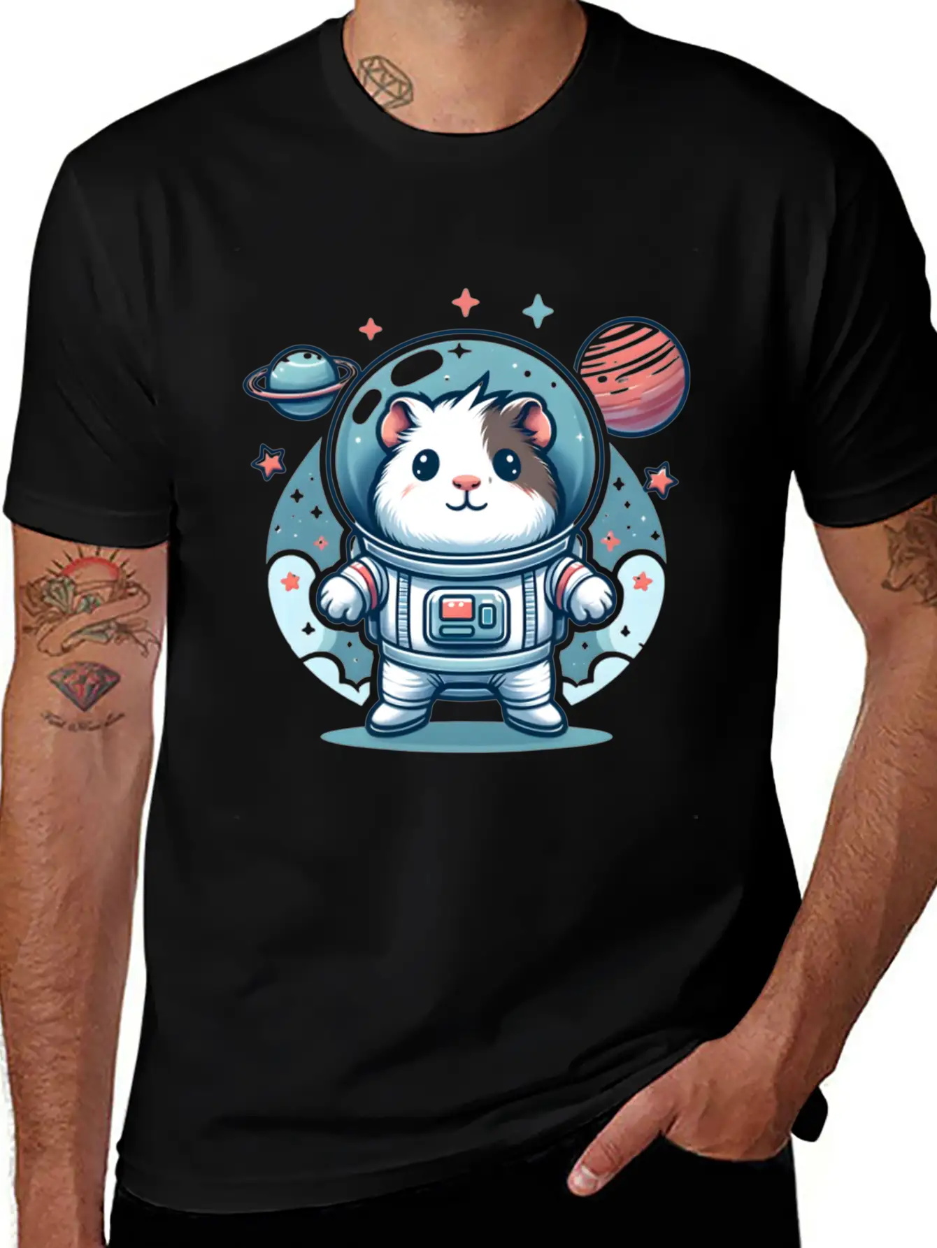 Guinea Pig Weightlessness Astronaut For A Guinea Casual Graphic T-Shirt – Simple And Comfortable Daily Wear