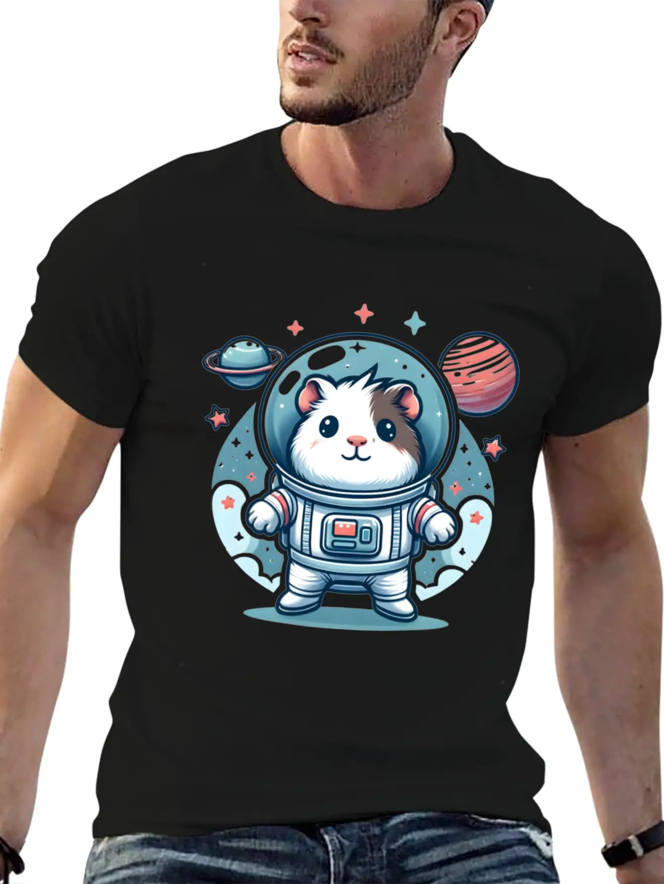 Guinea Pig Weightlessness Astronaut For A Guinea Casual Graphic T-Shirt – Simple And Comfortable Daily Wear