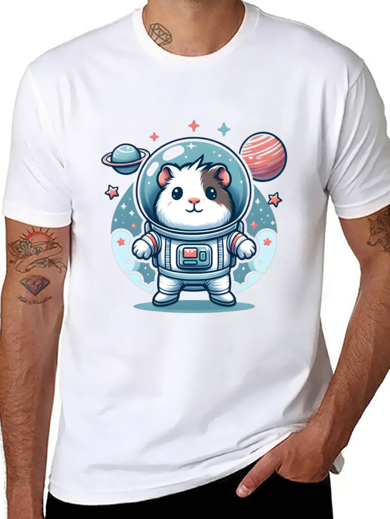 Guinea Pig Weightlessness Astronaut For A Guinea Casual Graphic T-Shirt – Simple And Comfortable Daily Wear
