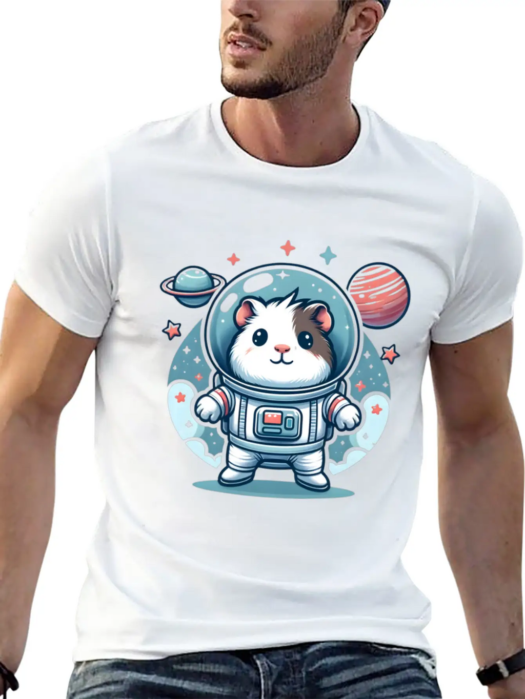Guinea Pig Weightlessness Astronaut For A Guinea Casual Graphic T-Shirt – Simple And Comfortable Daily Wear