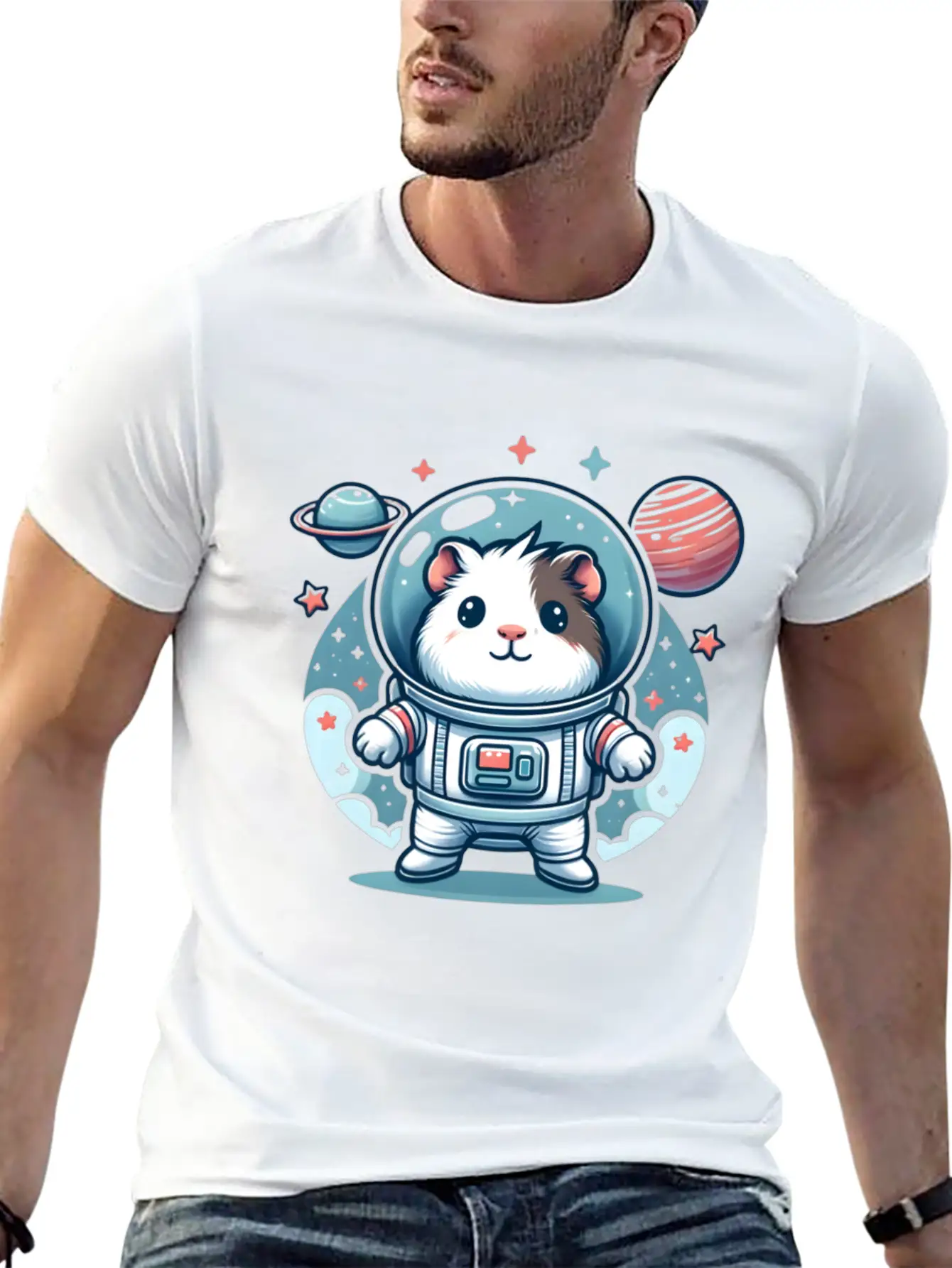 Guinea Pig Weightlessness Astronaut For A Guinea Casual Graphic T-Shirt – Simple And Comfortable Daily Wear