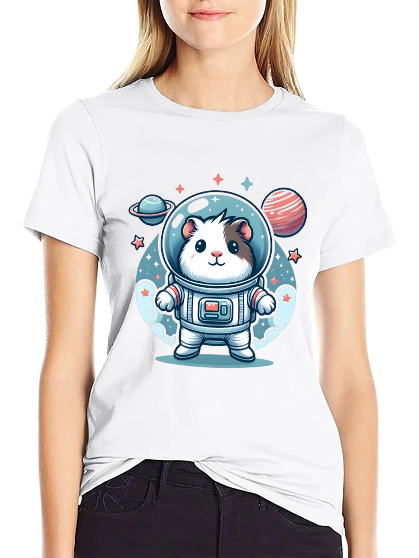 Guinea Pig Weightlessness Astronaut For A Guinea Casual Graphic T-Shirt – Simple And Comfortable Daily Wear