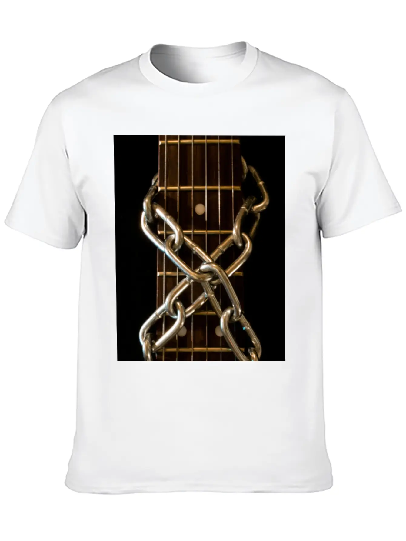 Guitar Chained Unisex Short Sleeve Soft Cotton T-Shirt – Casual Everyday Wear