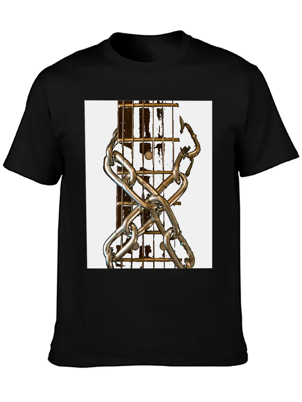 Guitar Chained Unisex Short Sleeve Soft Cotton T-Shirt – Casual Everyday Wear