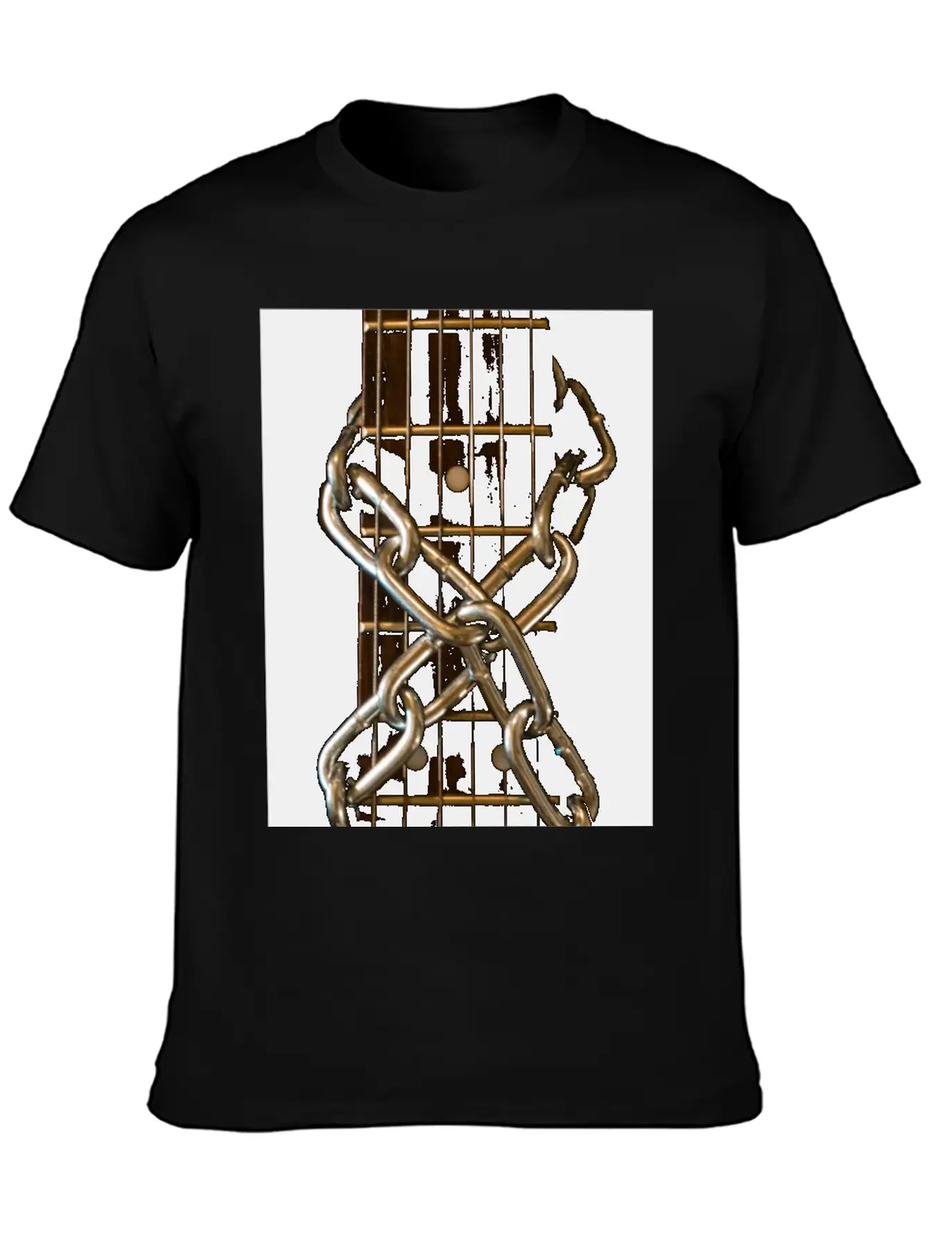 Guitar Chained Unisex Short Sleeve Soft Cotton T-Shirt – Casual Everyday Wear