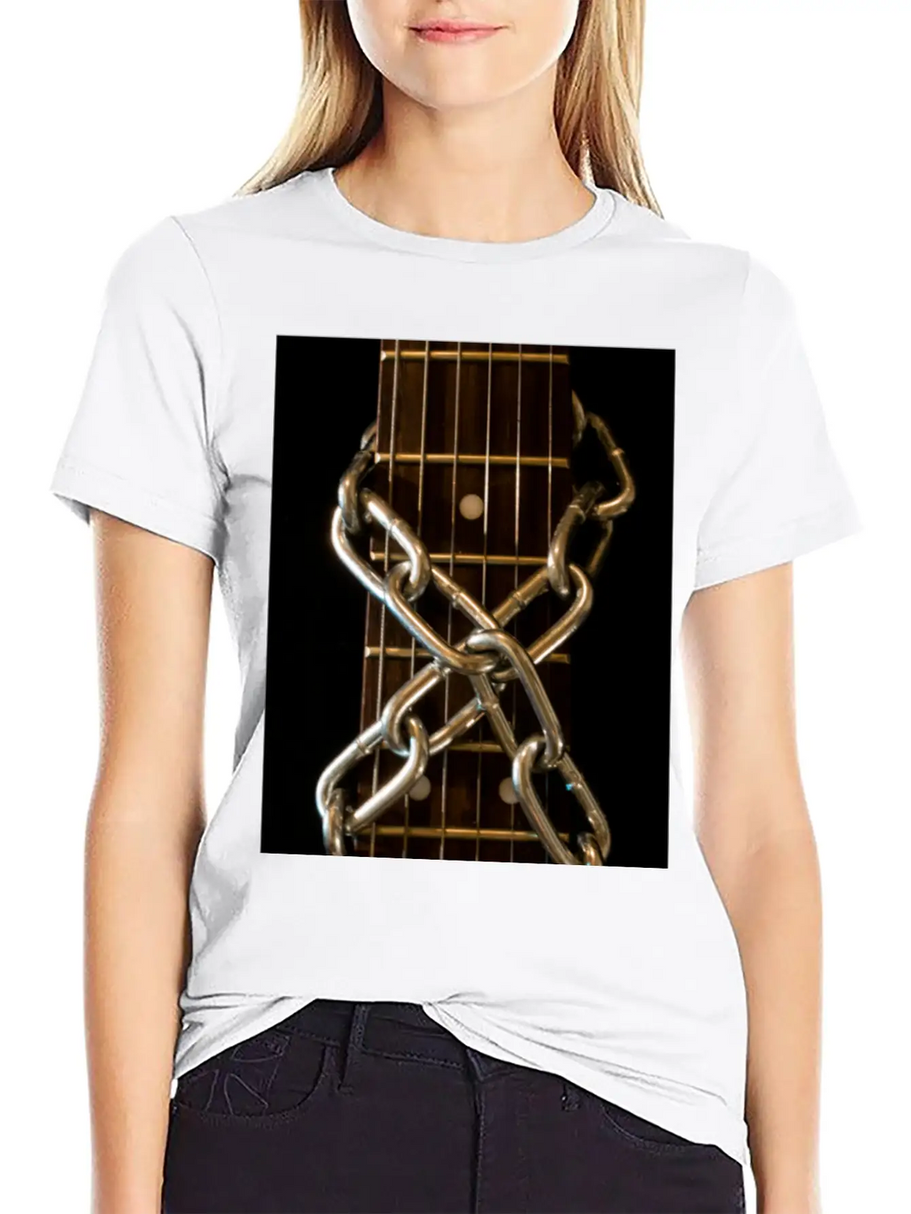 Guitar Chained Unisex Short Sleeve Soft Cotton T-Shirt – Casual Everyday Wear