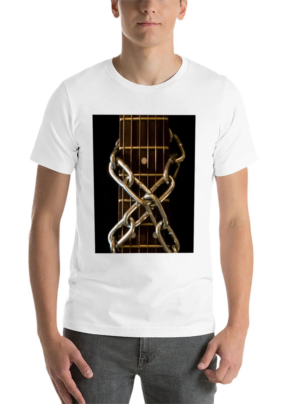 Guitar Chained Unisex Short Sleeve Soft Cotton T-Shirt – Casual Everyday Wear