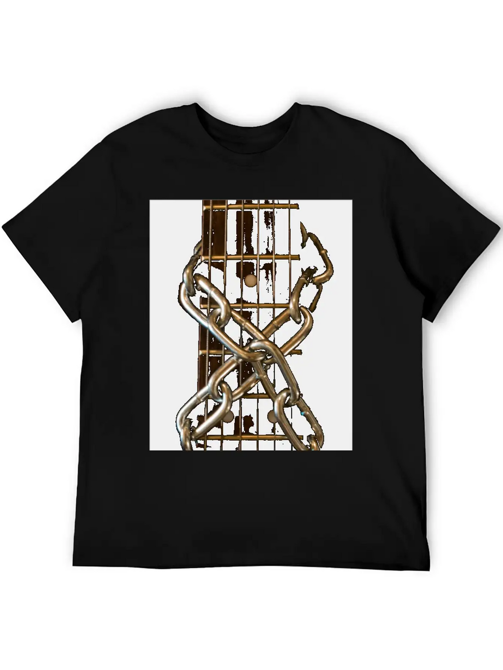 Guitar Chained Unisex Short Sleeve Soft Cotton T-Shirt – Casual Everyday Wear