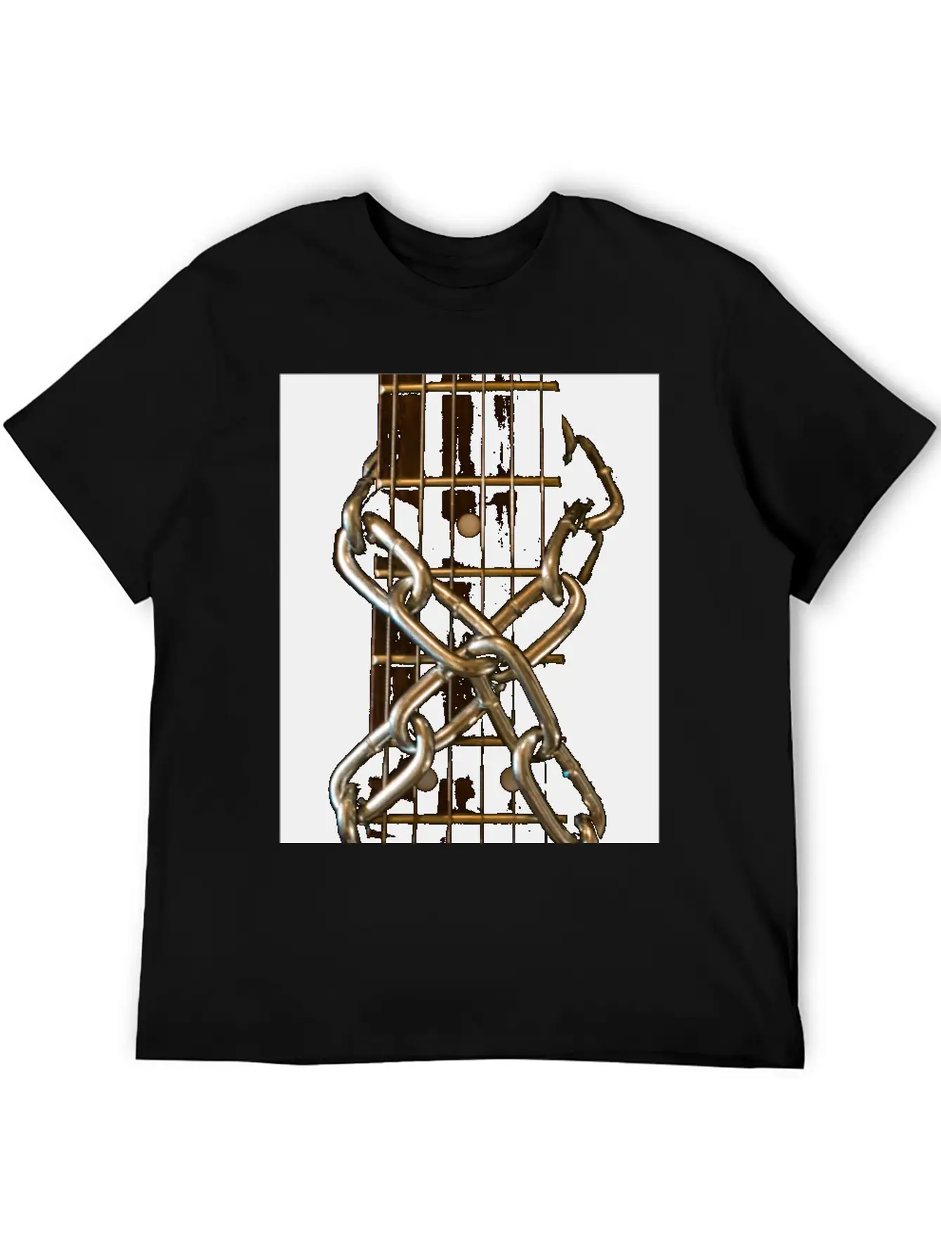 Guitar Chained Unisex Short Sleeve Soft Cotton T-Shirt – Casual Everyday Wear