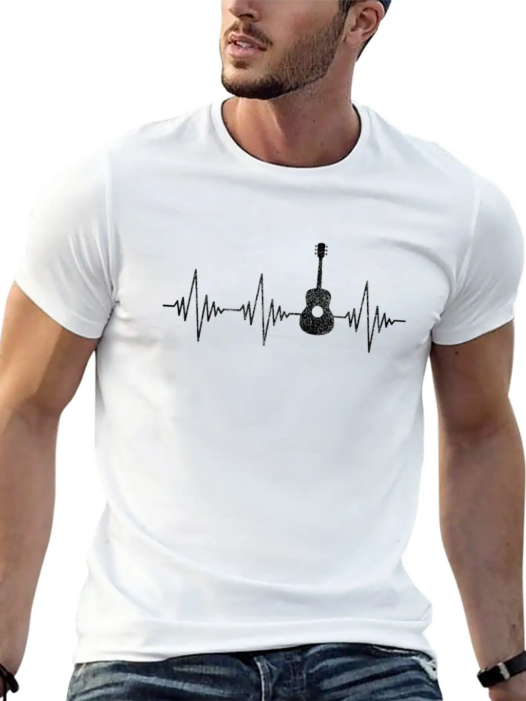 Guitar Heartbeat Classic Fit Graphic Tee For Daily Comfort – Unisex Cotton Shirt