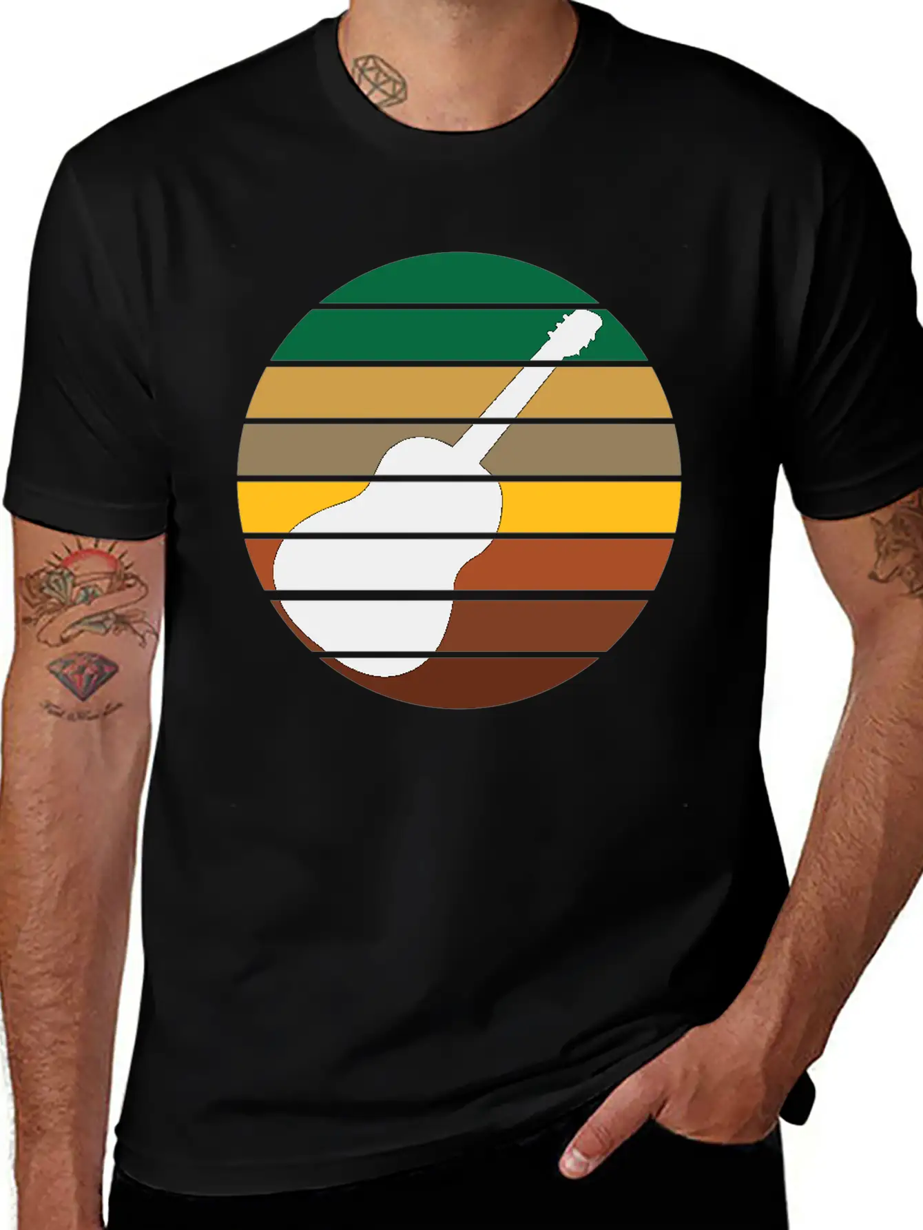 Guitar Music Retro Guitarist Unisex Short Sleeve Soft Cotton T-Shirt – Casual Everyday Wear