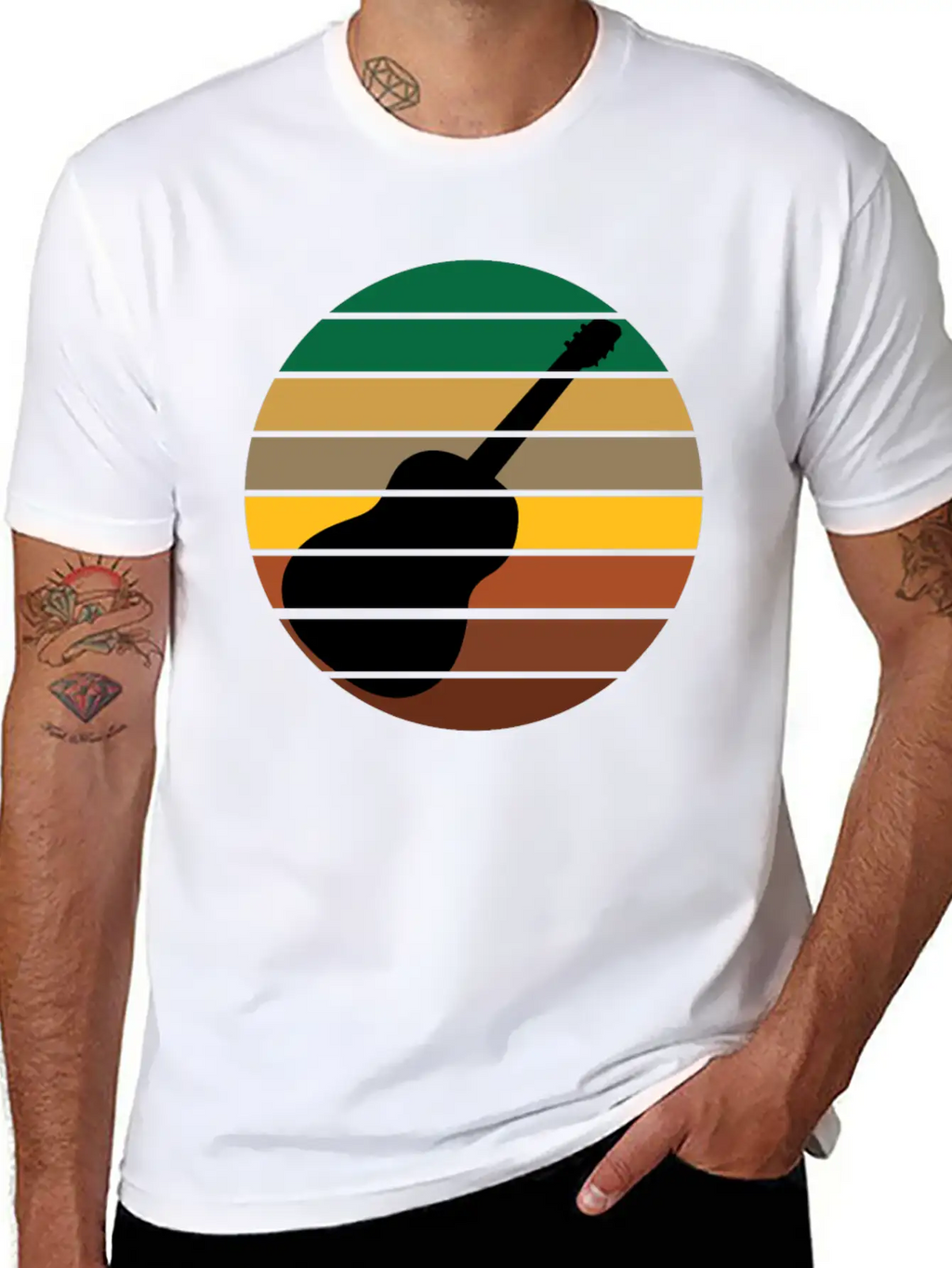 Guitar Music Retro Guitarist Unisex Short Sleeve Soft Cotton T-Shirt – Casual Everyday Wear