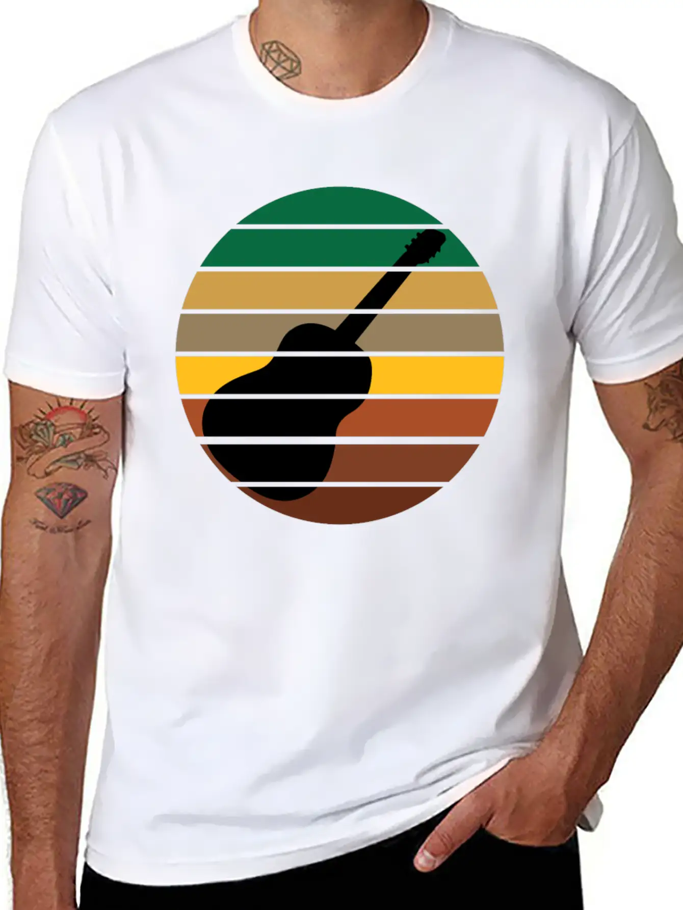 Guitar Music Retro Guitarist Unisex Short Sleeve Soft Cotton T-Shirt – Casual Everyday Wear