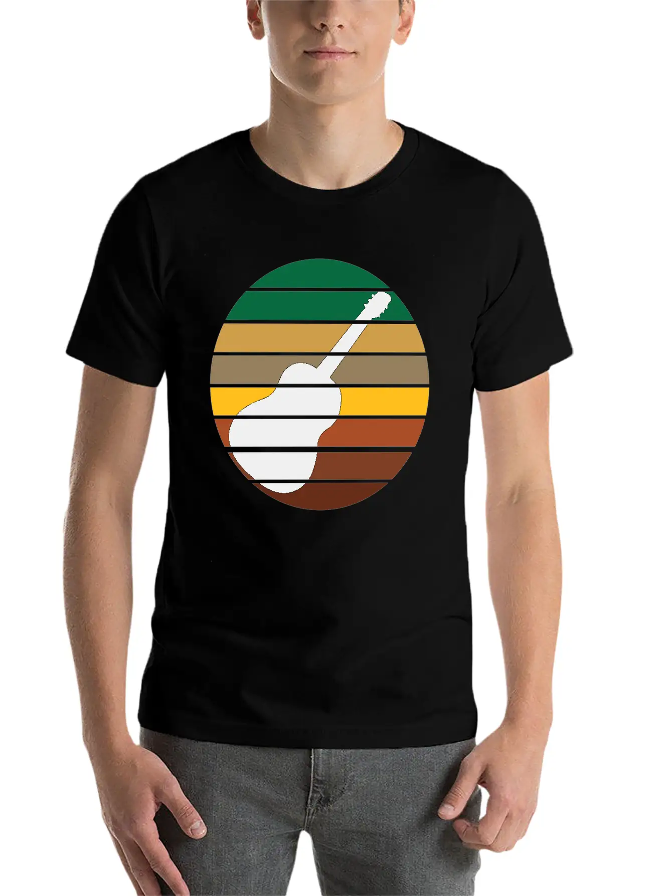 Guitar Music Retro Guitarist Unisex Short Sleeve Soft Cotton T-Shirt – Casual Everyday Wear
