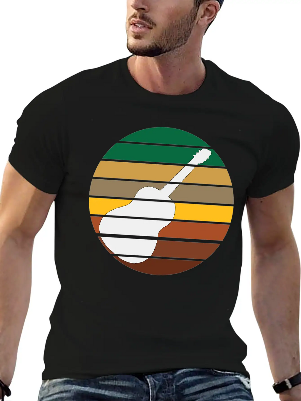 Guitar Music Retro Guitarist Unisex Short Sleeve Soft Cotton T-Shirt – Casual Everyday Wear