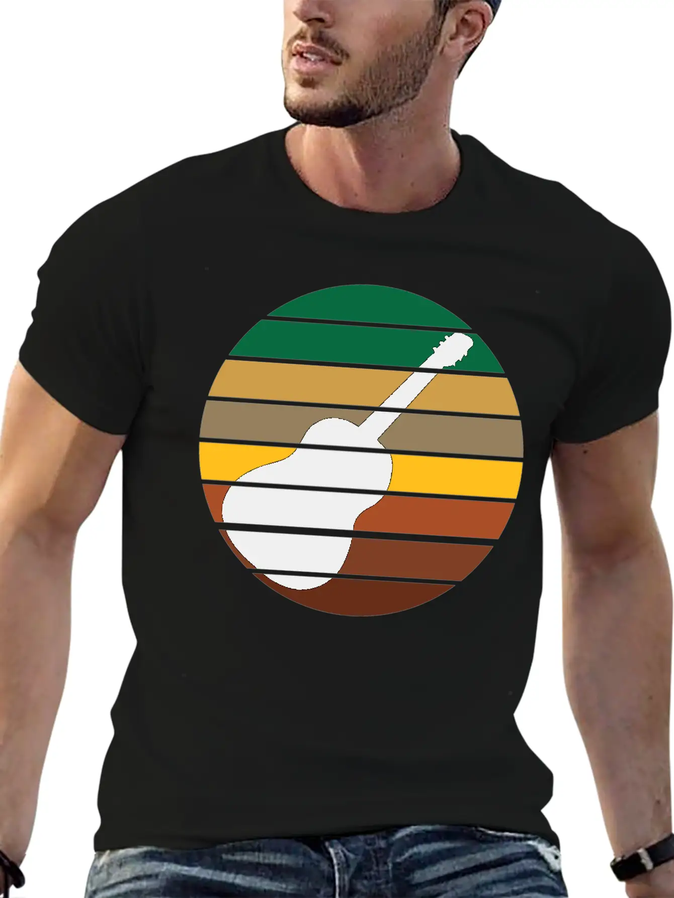Guitar Music Retro Guitarist Unisex Short Sleeve Soft Cotton T-Shirt – Casual Everyday Wear